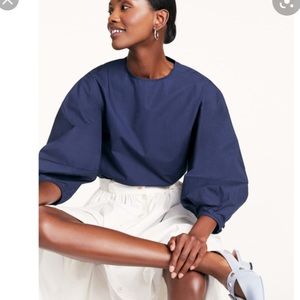 Goop G. LABEL Kalinsky Bubble-Sleeve Blouse navy 4